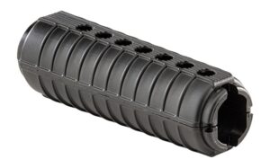 Black two-piece Luth-AR A2 carbine length handguard with round clamshell profile for AR-15