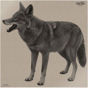 Infrared-ID passive thermal coyote silhouette target used for zeroing and training thermal rifle scopes
