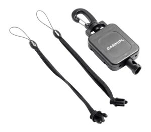 Black Garmin retractable lanyard 010-10888-00 with belt clip and quick-connect ends for GPSMAP handhelds