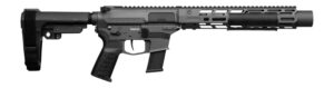 CMMG Zeroed Banshee MkG 45 ACP AR pistol with tungsten gray receiver and RipBrace