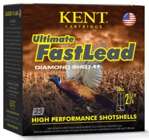 Box of Kent Ultimate FastLead 20 gauge shotshells with Diamond Shot