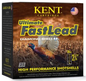 Box of Kent Ultimate FastLead 20 gauge shotgun shells with number 7.5 shot