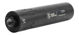 Raider Defense Streamer 7.62 suppressor, cylindrical stainless steel can in black Cerakote finish