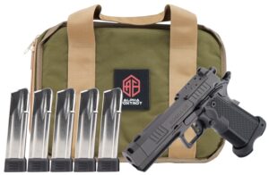 Alpha Foxtrot AF1911 Romulus Promo 9mm pistol with black DLC finish and compensated barrel