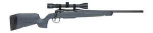 Savage Axis 2 XP bolt action rifle in gray synthetic stock with mounted 3-9x40 scope