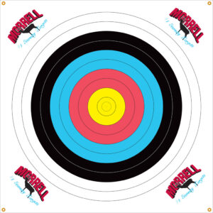 Morrell 80cm polypropylene archery target face with multicolor 5-color scoring rings and four corner grommets