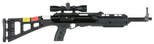Hi-Point 4595TS 45 ACP carbine with black skeletonized stock and mounted 4x32 scope