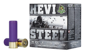 Box of HEVI-Steel 16 gauge 2.75 inch #2 shot waterfowl shells