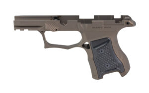 Sharps Bros Gen 3 P365 grip module in bronze Cerakote finish with black aluminum grip panels