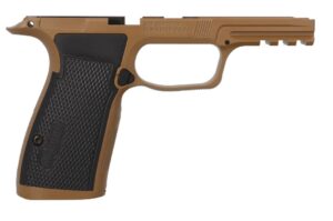 SIG SAUER P365-XMACRO AXG aluminum grip module in Coyote tan with G10 grip panels