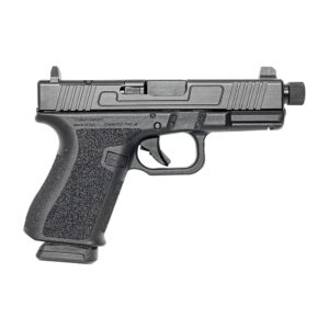 Combat Armory CA19 OR black 9mm pistol with threaded barrel and suppressor height sights