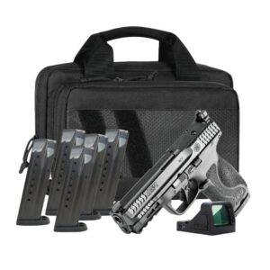 S&W M&P9 M2.0 Full Size 9mm pistol bundle with RFX11 green dot, six magazines, and Savior bag