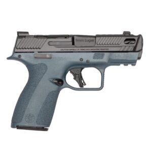 S&W PC Shield X Carry Comp 9mm pistol with Blue Titanium slide and black frame