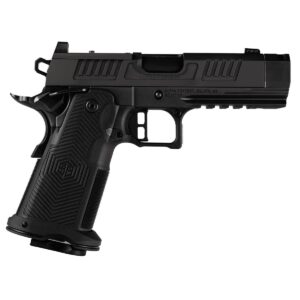 Black DLC Alpha Foxtrot AF1911 Romulus 9mm pistol with compensated threaded barrel