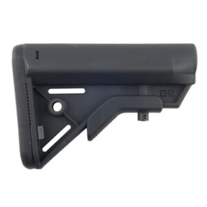 Black B5 Systems Bravo collapsible mil-spec AR-15 stock with angled buttpad and QD sling mount