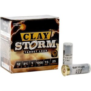 Box of Fiocchi Clay Storm 12 gauge #7.5 shot target shotshells, 25 rounds