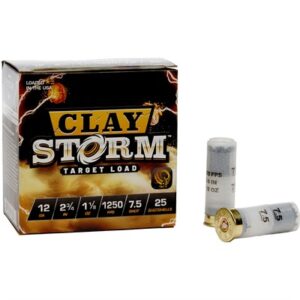 Box of Fiocchi Clay Storm 12 gauge #7.5 shot shotgun shells, 25 rounds, 1250 fps