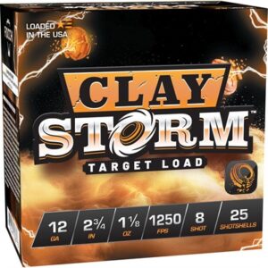 Box of 25 Fiocchi Clay Storm 12 Gauge #8 shot shotshells 1250 FPS