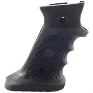 Volquartsen RH Volthane Mark III black rubber pistol grips with checkered texture and contoured thumbrest