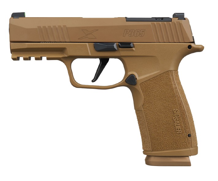 SIG SAUER P365 X-Macro 9mm pistol in coyote tan with optic ready slide