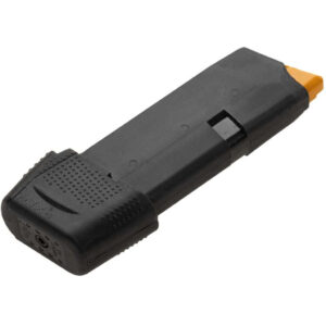 Black XTech MAG43-9 extended 9-round magazine for Glock 43 with textured grip panel