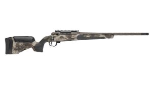 Savage 110 Core Hunter Pro bolt action rifle with Woodland camo stock and bronze barrel