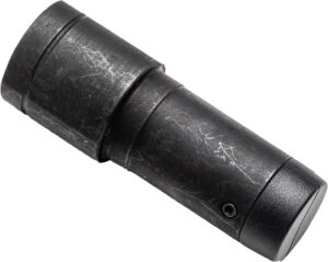Black steel Q Shorty Stock 9mm buffer, a compact cylindrical AR buffer shown from the side