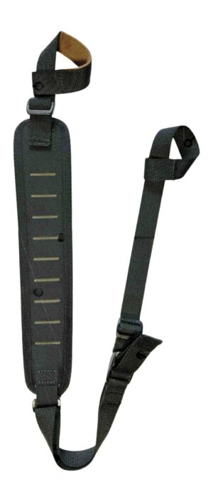 Black TacShield Bird Dog shotgun sling with Tac-Grip non-slip shoulder pad and QD swivels