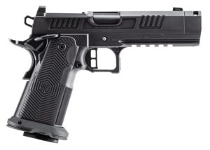 Alpha Foxtrot AF1911 Romulus 45 ACP pistol with black DLC finish and compensated barrel
