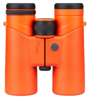 SIG SAUER ZULU4 HD Marine 10x42 binoculars in high-visibility orange rubber armor with closed-bridge magnesium body