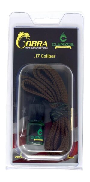 Clenzoil 2199 Cobra 17 caliber bore cleaning system with bronze brush and woven cotton pull-through braid