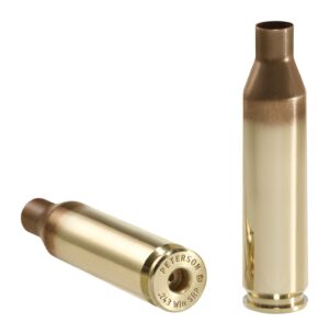 Peterson 243 Winchester small rifle primer unprimed brass casings in a 50 count box
