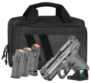 Black Smith & Wesson M&P9 Shield X 9mm pistol with Viridian green dot optic