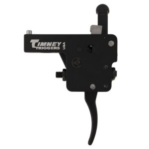 Timney 610S Mossberg LBA short action drop-in trigger with black aluminum housing and curved shoe