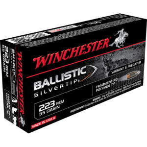 Winchester Ballistic Silvertip 223 Rem 55 gr polymer tip ammunition box with 20 rounds