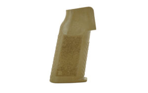 Amend2 Priapus pistol grip in Coyote brown with vertical angle and ribbed front and rear texturing