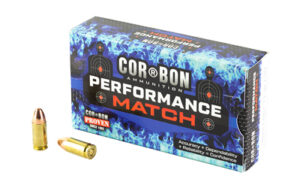 Box of Cor-Bon Performance Match 9mm Luger 147gr FMJ subsonic ammunition, 50 rounds