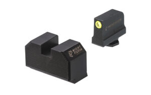 Night Fision Optics Ready Stealth Glock night sight set with yellow front tritium ring and black steel bodies