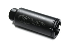 Noveske KX5 Flaming Pig flash suppressor in black nitride with etched pig, 1/2x28 threads