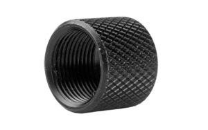 Noveske 1/2x28 pistol thread protector in black with knurled diamond pattern for 9mm threaded barrels