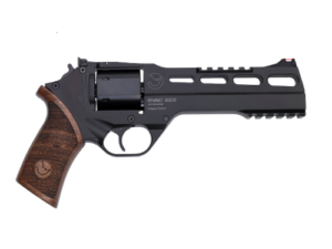 Chiappa Rhino 60SAR 357 Magnum revolver with black frame, 6 inch barrel, walnut grips