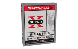 Box of Winchester Super-X 410 Bore 3 inch 1/4oz rifled hollow point slug shotgun shells