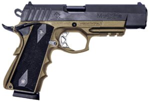 ATI FXH-45 Moxie .45 ACP pistol with black slide, FDE frame, and black grips