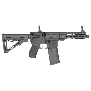 Black S&W M&P15 AXE SBR .300 Blackout rifle with M-LOK handguard and flip sights
