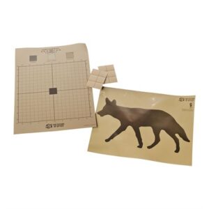 ATN Thermal Zero/Train Coyote Kit with brown coyote target, universal zero target, and 12 pasters