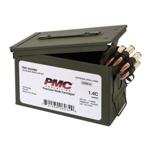 M2A1 metal ammo can of PMC Bronze linked .50 BMG 660 grain FMJ-BT ammunition, 100 rounds