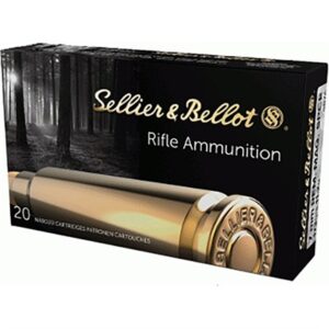 Box of Sellier & Bellot 7mm Remington Magnum 173 grain semi-jacketed soft point rifle ammunition