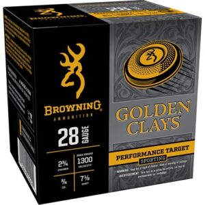 Box of Browning Golden Clays 28 gauge 2-3/4 inch #7.5 shot target shotshells, 25 rounds