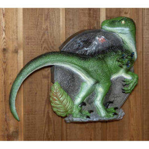 Rinehart Game Room Dartboard Raptor foam board with velociraptor design and bullseye