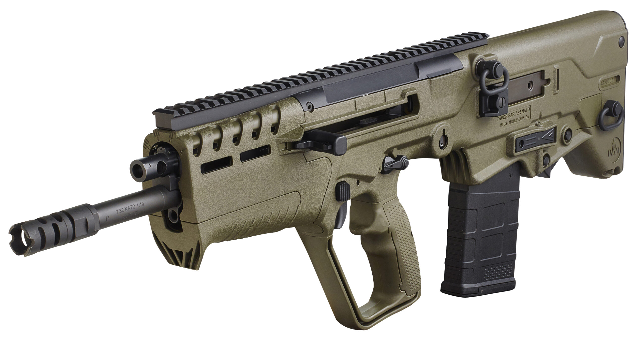 IWI Tavor 7 bullpup rifle in OD Green with 20 inch barrel